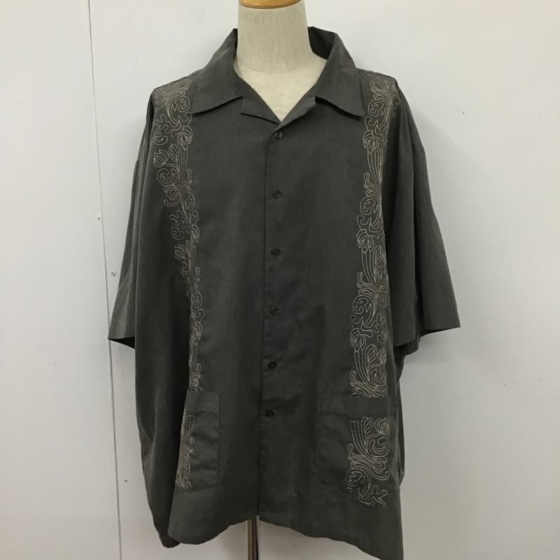 エストレヤスタンダードグァジャベーラ ESTRELLA STANDARD GUAYABERA シャツ、ブラウス 半袖 半袖シャツ カラーシャツ 半袖カットソー 刺繍 灰 / グレー / メンズ USED 古着 中古 10105436