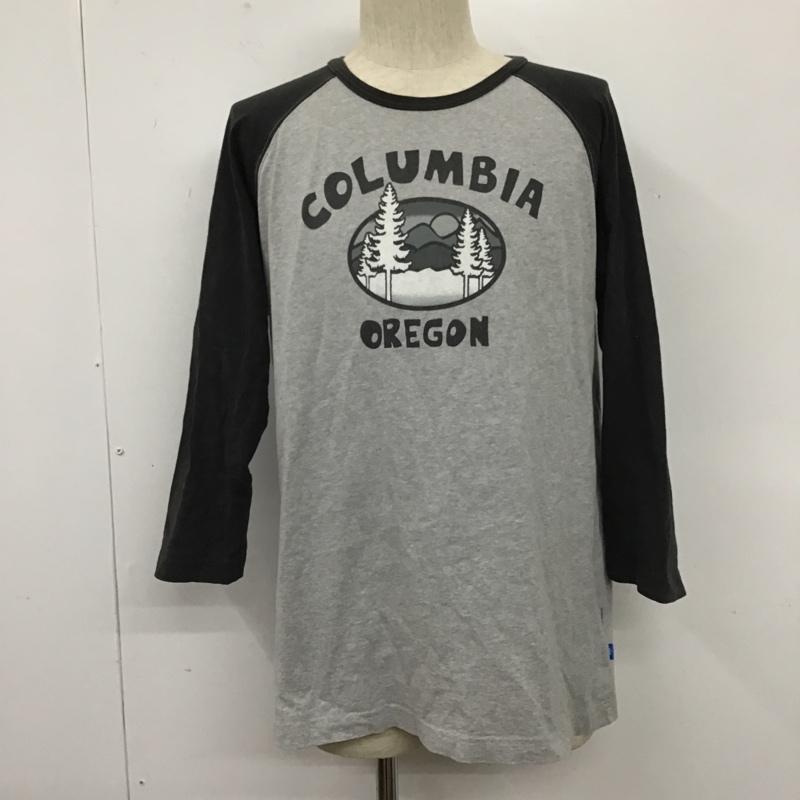 コロンビア Columbia カットソー 七分袖 112PM2456 ラグランスリーブ XL ロゴ、文字 黒 / ブラック / X 灰 / グレー / メンズ USED 古着 中古 10105488