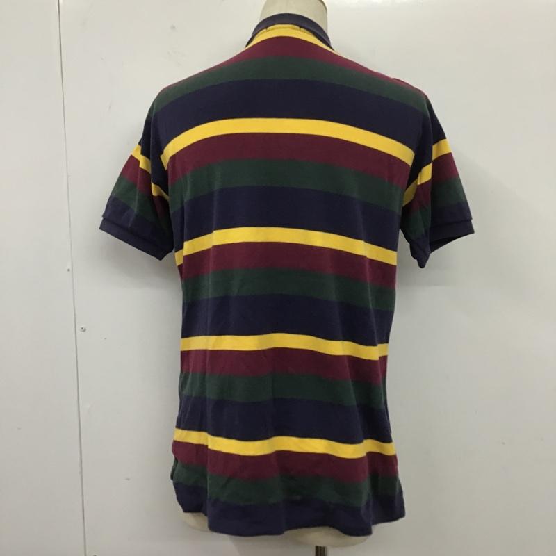 ポロバイラルフローレン Polo by RALPH LAUREN ポロシャツ 半袖 マルチボーダー XL ワンポイント 紺 / ネイビー / X 緑 / グリーン / X 黄 / イエロー / X えんじ / ワインレッド / メンズ USED 古着 中古 10105493
