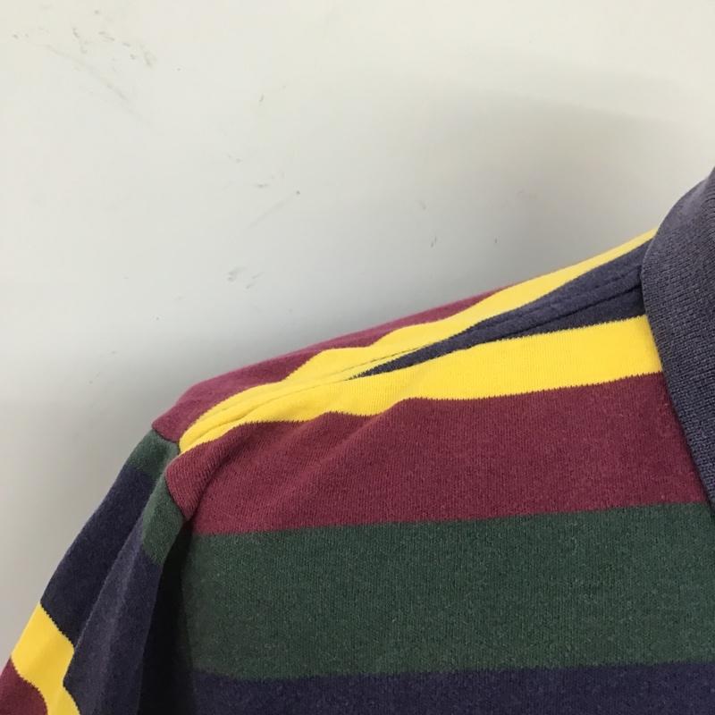 ポロバイラルフローレン Polo by RALPH LAUREN ポロシャツ 半袖 マルチボーダー XL ワンポイント 紺 / ネイビー / X 緑 / グリーン / X 黄 / イエロー / X えんじ / ワインレッド / メンズ USED 古着 中古 10105493
