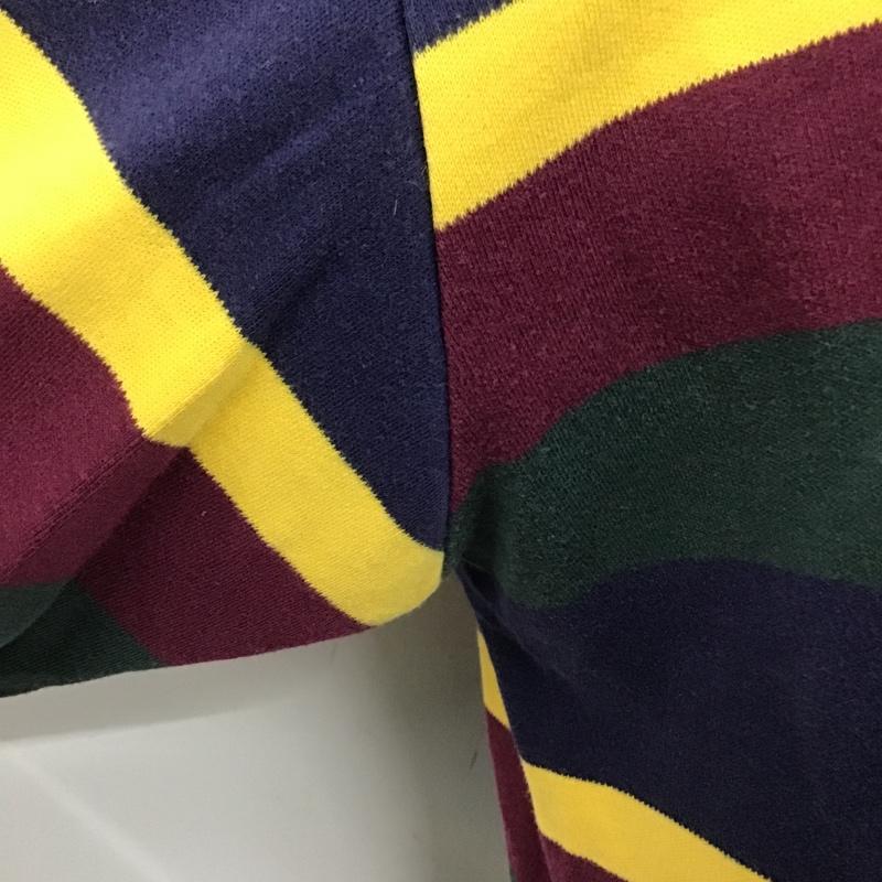 ポロバイラルフローレン Polo by RALPH LAUREN ポロシャツ 半袖 マルチボーダー XL ワンポイント 紺 / ネイビー / X 緑 / グリーン / X 黄 / イエロー / X えんじ / ワインレッド / メンズ USED 古着 中古 10105493