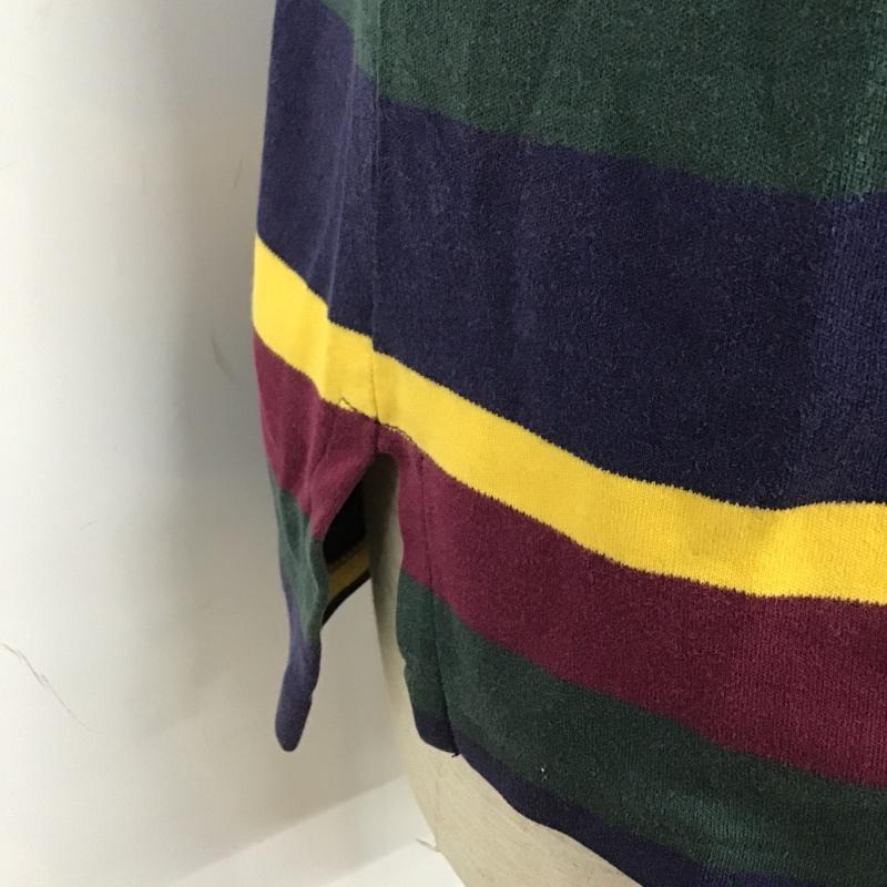 ポロバイラルフローレン Polo by RALPH LAUREN ポロシャツ 半袖 マルチボーダー XL ワンポイント 紺 / ネイビー / X 緑 / グリーン / X 黄 / イエロー / X えんじ / ワインレッド / メンズ USED 古着 中古 10105493