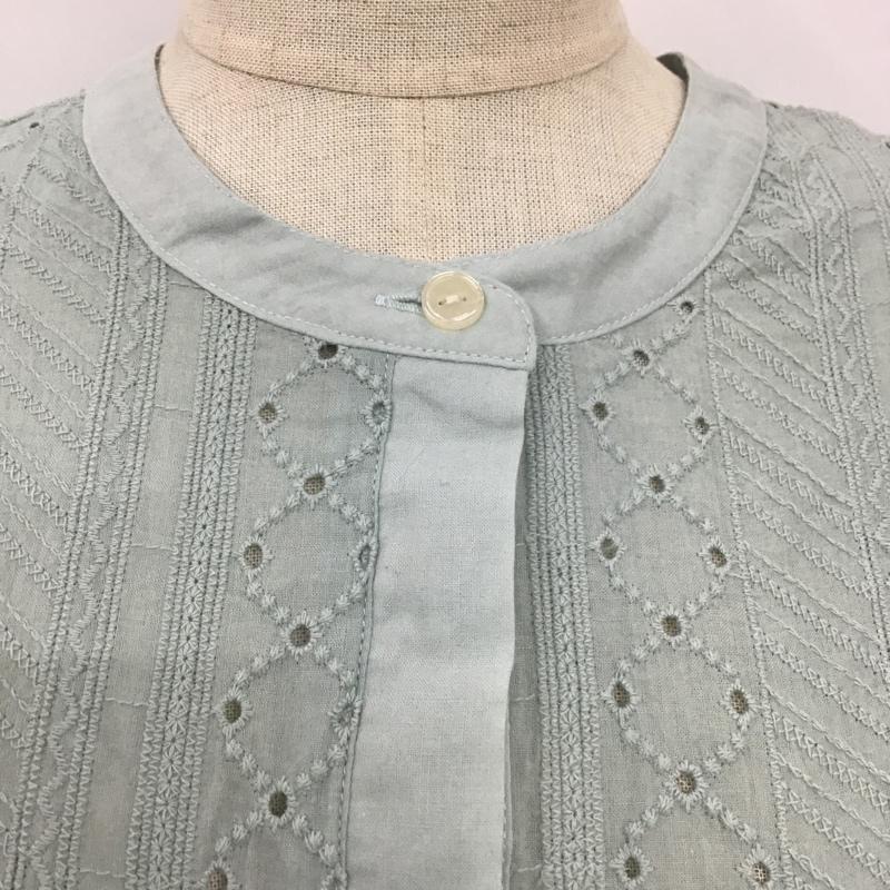 サマンサモスモス Samansa Mos2 シャツ、ブラウス 半袖 1711019 刺繍×カットドビー切替ブラウス 五分袖 FREE 刺繍 水色 / ライトブルー / レディース USED 古着 中古 10105498