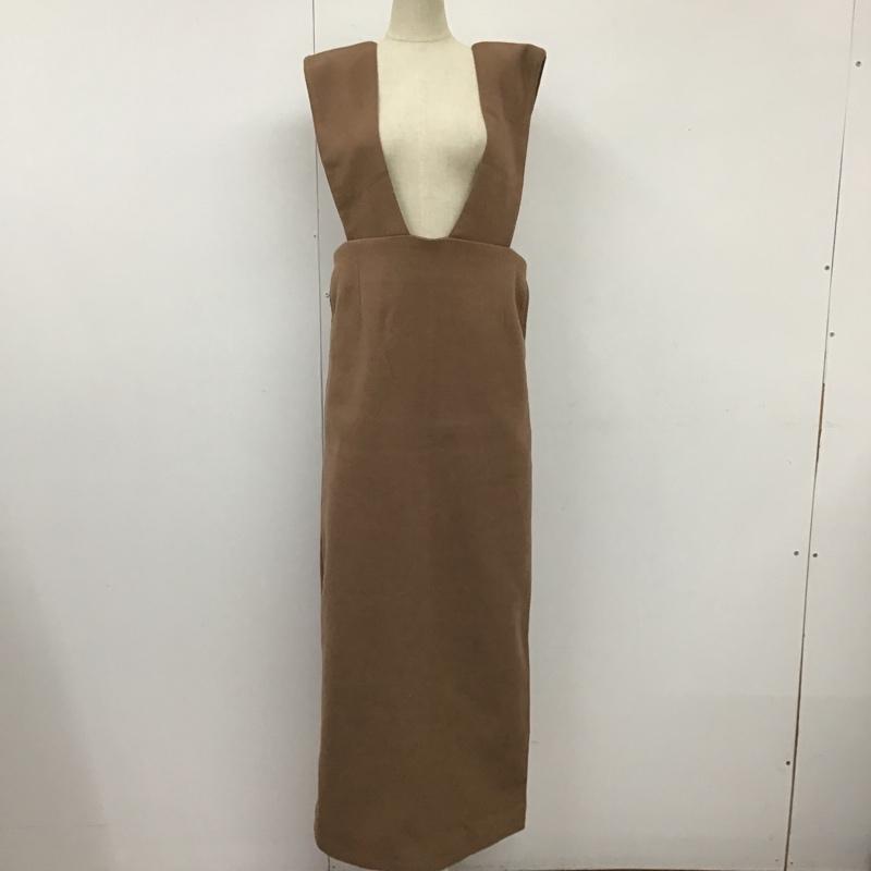 アビトーキョー ABITOKYO ワンピース ロングスカート ジャンパースカート バックスリット M 無地 茶 / ブラウン / レディース USED 古着 中古 10105501