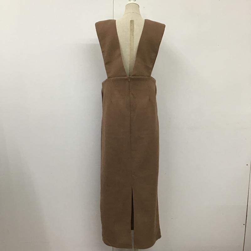 アビトーキョー ABITOKYO ワンピース ロングスカート ジャンパースカート バックスリット M 無地 茶 / ブラウン / レディース USED 古着 中古 10105501