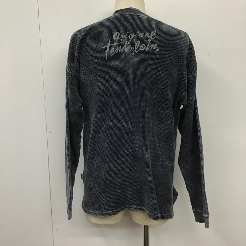 テンダーロイン TENDERLOIN カットソー 長袖 サーマル ワッフル バックプリント PRO CLUB L ロゴ、文字 紺 / ネイビー / メンズ USED 古着 中古 10105515