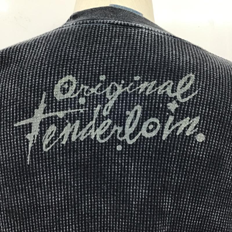 テンダーロイン TENDERLOIN カットソー 長袖 サーマル ワッフル バックプリント PRO CLUB L ロゴ、文字 紺 / ネイビー / メンズ USED 古着 中古 10105515