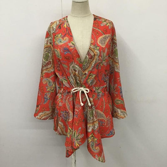 ザラ ZARA カットソー 七分袖 2710 317 330 Vネック フレアスリーブ S 総柄 マルチカラー / マルチカラー /  レディース USED 古着 中古 10105519