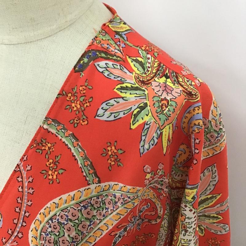 ザラ ZARA カットソー 七分袖 2710 317 330 Vネック フレアスリーブ S 総柄 マルチカラー / マルチカラー /  レディース USED 古着 中古 10105519