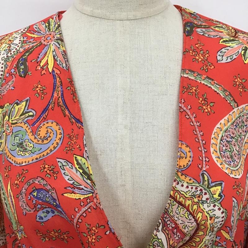 ザラ ZARA カットソー 七分袖 2710 317 330 Vネック フレアスリーブ S 総柄 マルチカラー / マルチカラー /  レディース USED 古着 中古 10105519