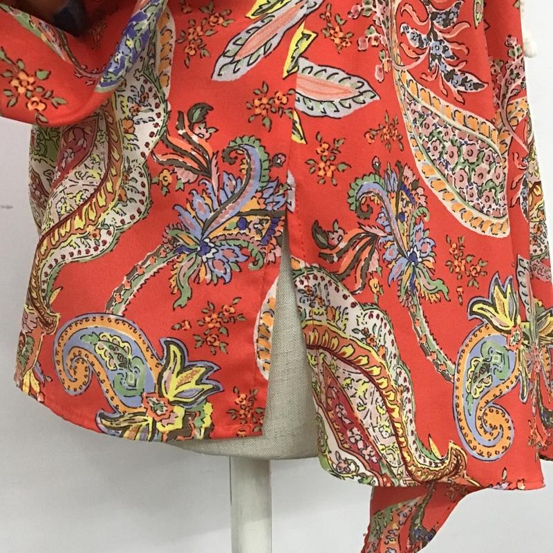 ザラ ZARA カットソー 七分袖 2710 317 330 Vネック フレアスリーブ S 総柄 マルチカラー / マルチカラー /  レディース USED 古着 中古 10105519
