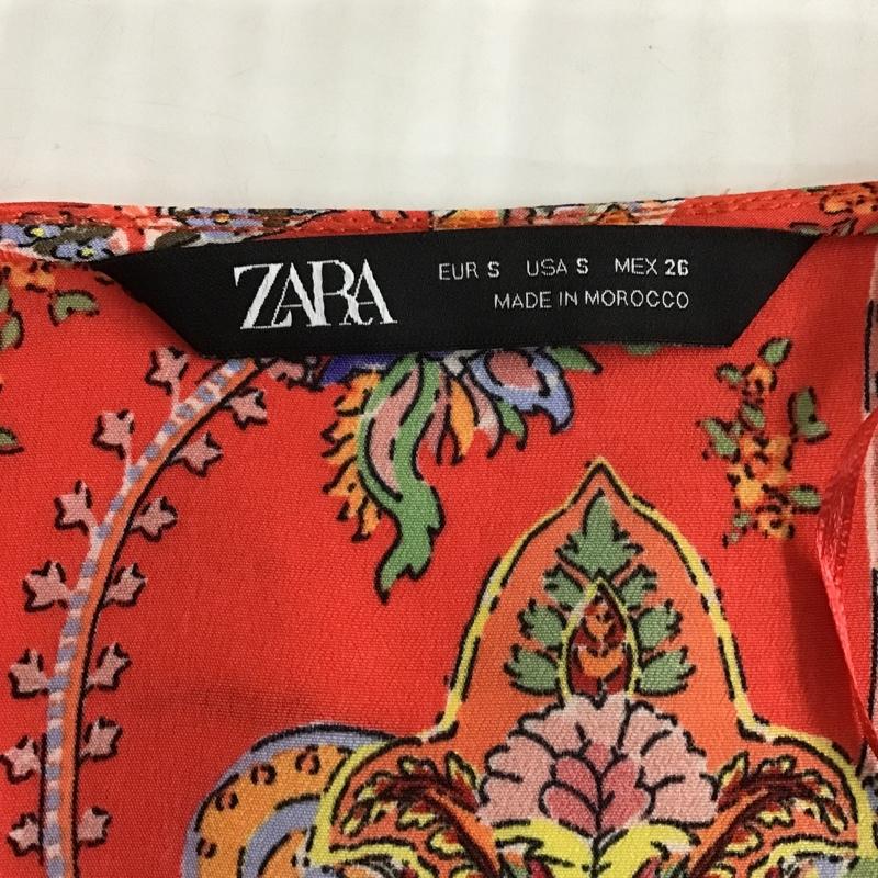 ザラ ZARA カットソー 七分袖 2710 317 330 Vネック フレアスリーブ S 総柄 マルチカラー / マルチカラー /  レディース USED 古着 中古 10105519