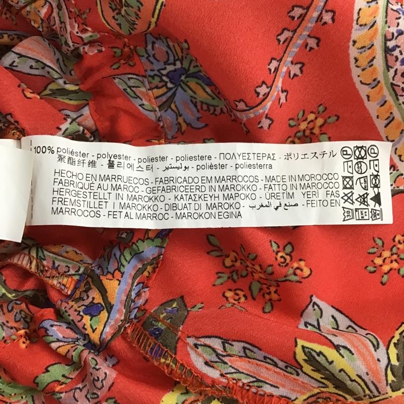ザラ ZARA カットソー 七分袖 2710 317 330 Vネック フレアスリーブ S 総柄 マルチカラー / マルチカラー /  レディース USED 古着 中古 10105519