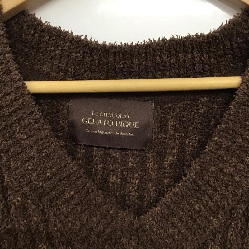 ジェラートピケ gelato pique ニット、セーター 長袖 PWNT241056 ベビモコメランジリブプルオーバー パジャマ ルームウェア ONE SIZE 無地 茶 / ブラウン /  レディース USED 古着 中古 10142249