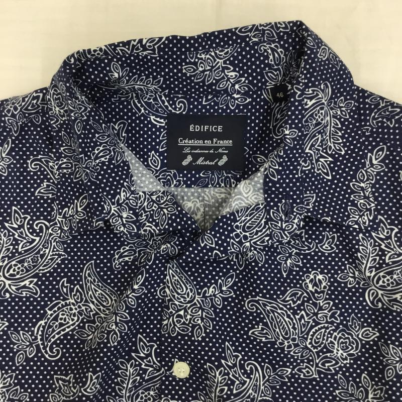 エディフィス EDIFICE シャツ、ブラウス 長袖 46 ペイズリー 青 / ブルー /  メンズ USED 古着 中古 10140069