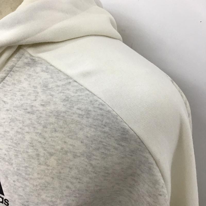 アディダス adidas パーカー 長袖 DM4055 フルジップ スウェット L ロゴ、文字 灰 / グレー /  メンズ USED 古着 中古 10123280