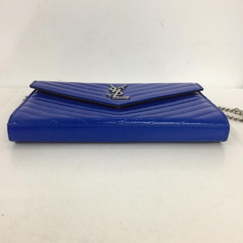 サンローラン SAINTLAURENT 財布 長財布 モノグラム チェーン ウォレット 箱有 ロゴ、文字 青 / ブルー / X 銀 / シルバー /  レディース USED 古着 中古 10147570