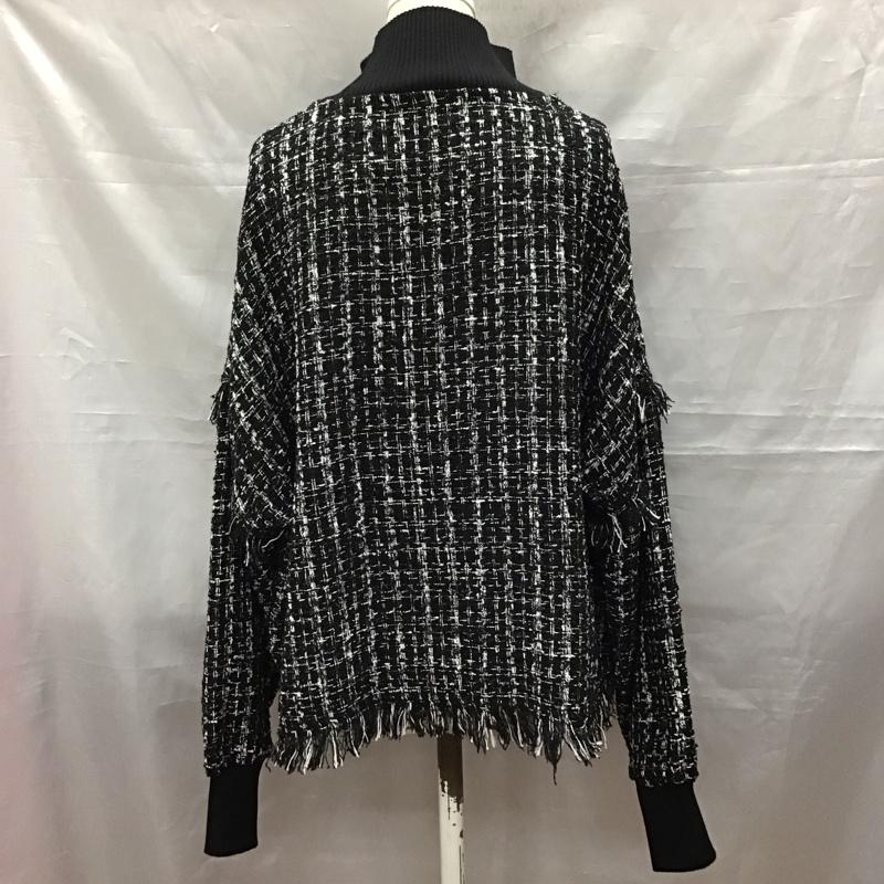 ザラ ZARA ニット、セーター 長袖 3440 252 800 モックネック フリンジ M  黒 / ブラック / X 白 / ホワイト /  レディース USED 古着 中古 10118444