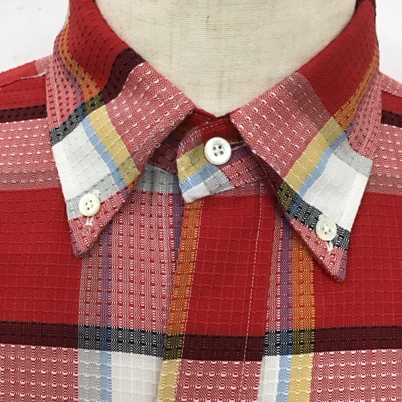 ビームスプラス BEAMS + シャツ、ブラウス 長袖 38-11-0673-139 B.D.Dobby Plaid Classic Fit ボタンダウンシャツ L チェック 赤 / レッド /  メンズ USED 古着 中古 10125803