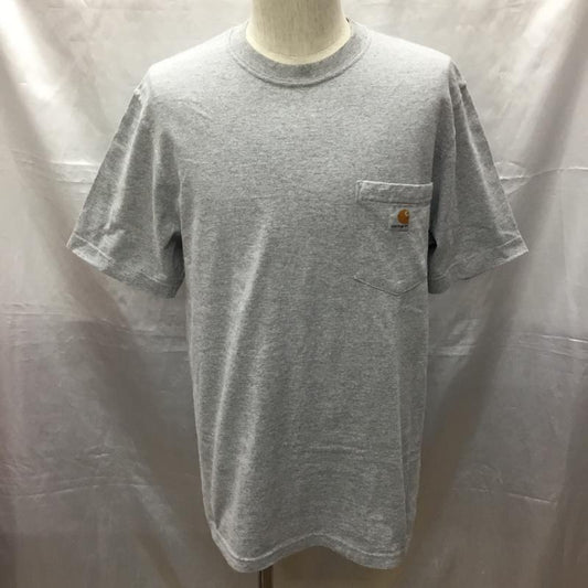 カーハート Carhartt Tシャツ 半袖 半袖カットソー 無地Tシャツ クルーネックカットソー S ロゴ、文字 灰 / グレー /  メンズ USED 古着 中古 10114137