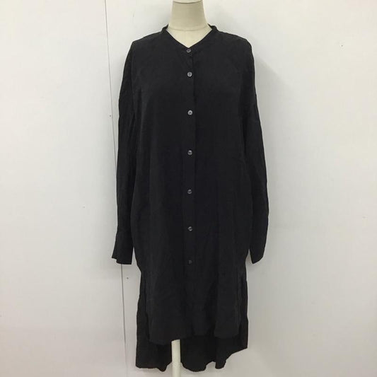 オズモーシス OSMOSIS シャツ、ブラウス 長袖 792006-671B バックギャザーロングブラウス 無地 黒 / ブラック /  レディース USED 古着 中古 10116504