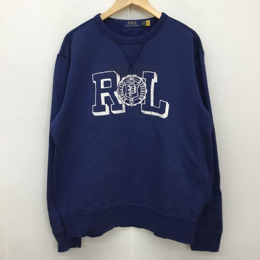 ポロラルフローレン POLO RALPH LAUREN トレーナー 長袖 L ロゴ、文字 青 / ブルー /  メンズ USED 古着 中古 10136422