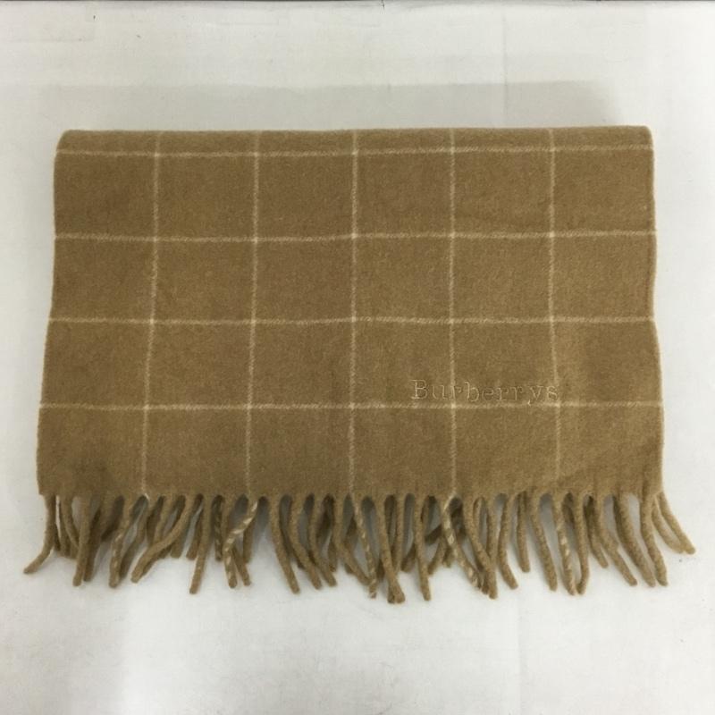 バーバリーズ BURBERRYS マフラー マフラー フリンジ チェック 90s 90年代 ロゴ、文字 ベージュ / ベージュ /  メンズ USED 古着 中古 10143277