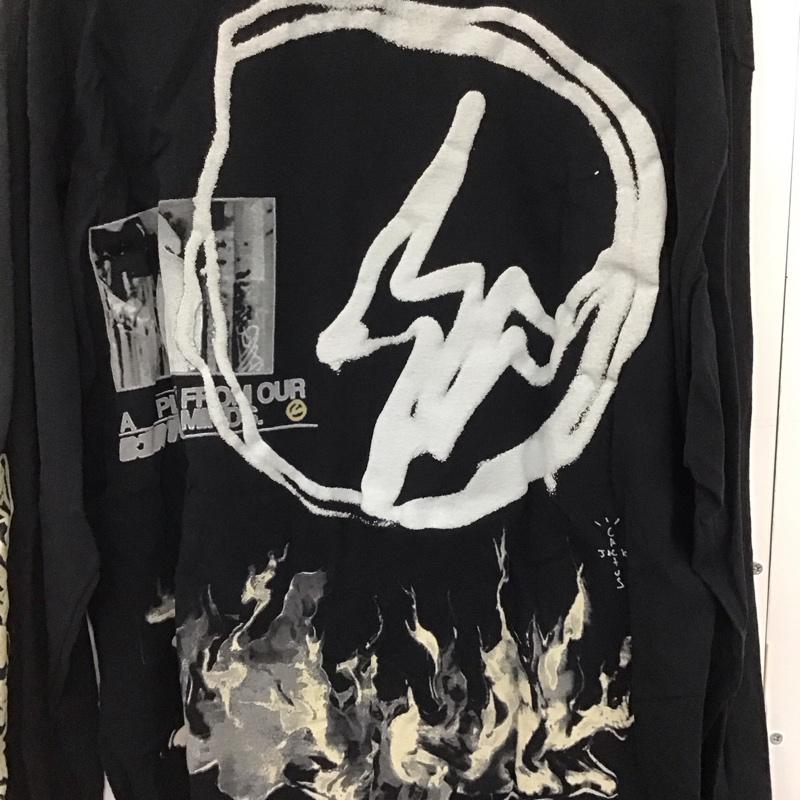 カクタスジャック Cactus Jack カットソー 長袖 長袖カットソー プリントカットソー クルーネック L ロゴ、文字 黒 / ブラック /  メンズ USED 古着 中古 10143173
