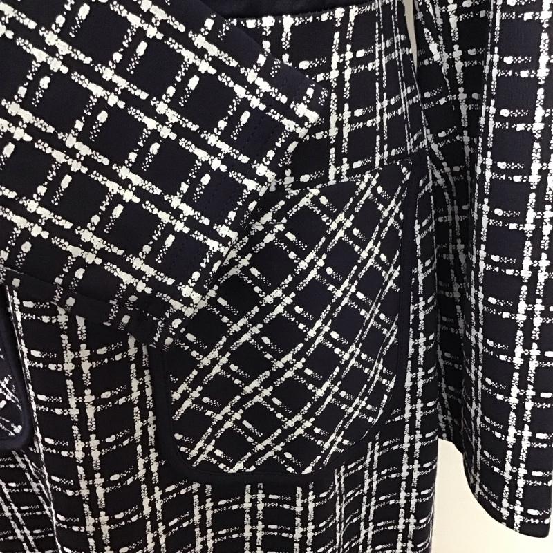古着 USED ワンピース ロングスカート KAIMILAN 長袖 リボンタイ タグ付き 8 チェック 白 / ホワイト / X 紺 / ネイビー /  レディース USED 古着 中古 10115487