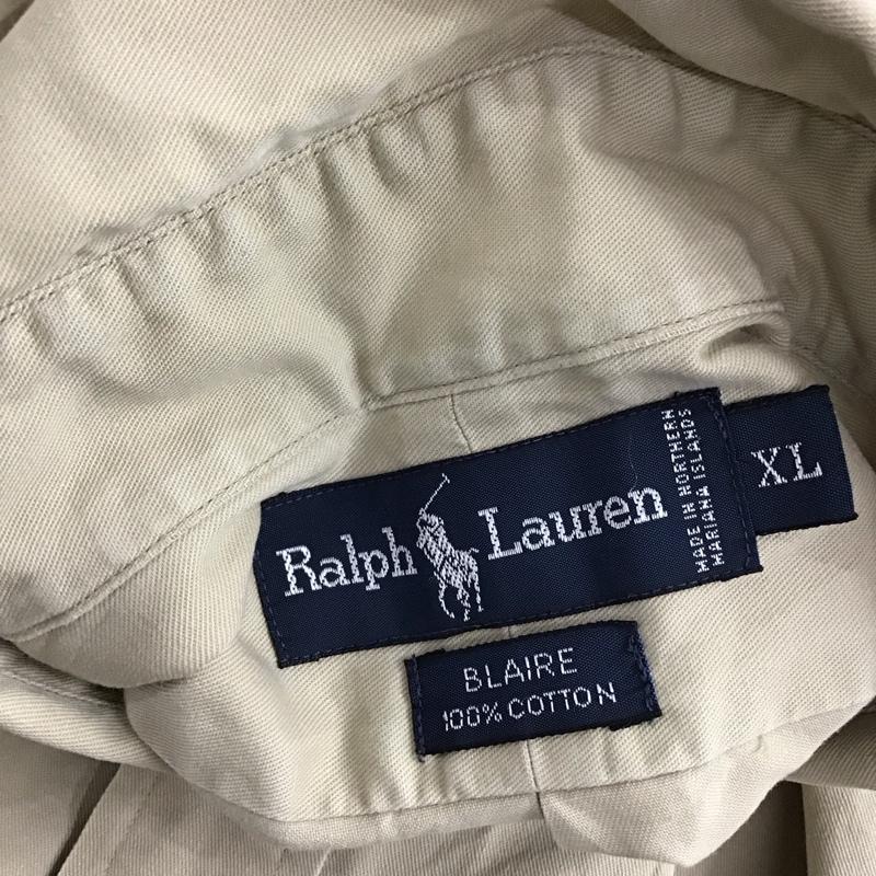 ラルフローレン RALPHLAUREN シャツ、ブラウス 長袖 長袖シャツ カラーシャツ 長袖カットソー ボタンダウンシャツ XL ロゴ、文字 ベージュ / ベージュ /  メンズ USED 古着 中古 10117272