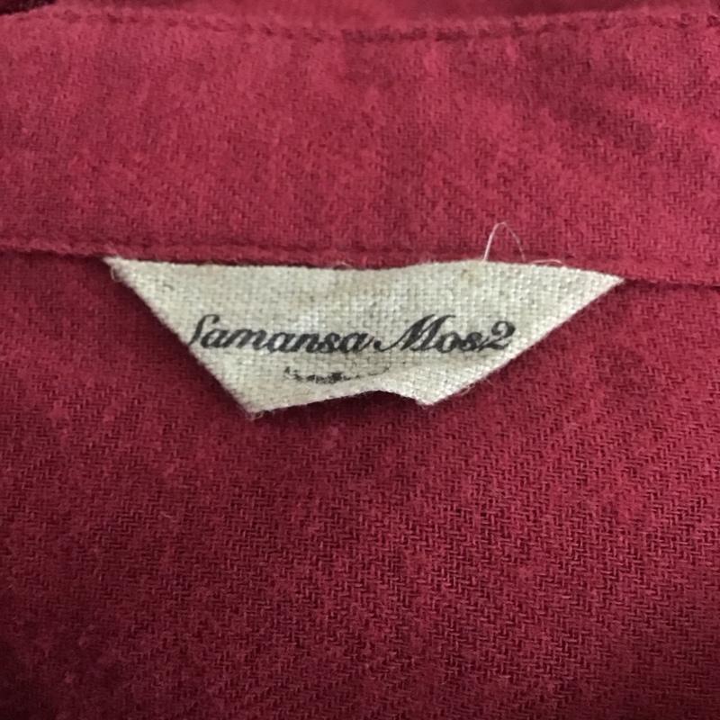 サマンサモスモス Samansa Mos2 ワンピース ロングスカート 1105809 ウール混ヘリンボンスタンドネックワンピース FREE 無地 えんじ / ワインレッド /  レディース USED 古着 中古 10112564