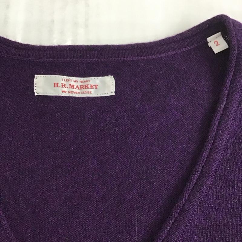 ハリウッドランチマーケット HRMARKET ニット、セーター 長袖 長袖ニットカットソー Vネックカットソー セーター 2 無地 紫 / パープル /  メンズ USED 古着 中古 10111636