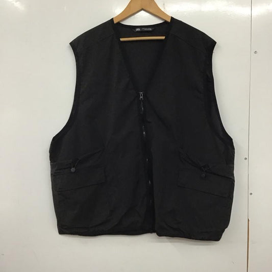 ザラ ZARA ベスト ベスト ジップアップベスト ノースリーブカットソー アウター XL 無地 黒 / ブラック /  メンズ USED 古着 中古 10137634