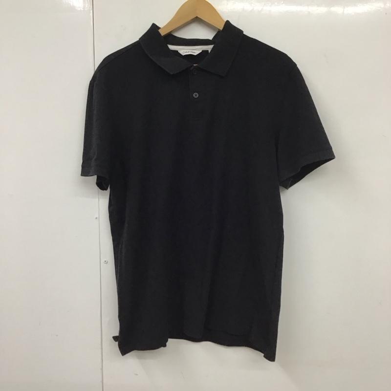 カルバン・クライン Calvin Klein ポロシャツ 半袖 半袖ポロシャツ 半袖カットソー カラーシャツ L ロゴ、文字 黒 / ブラック /  メンズ USED 古着 中古 10131144