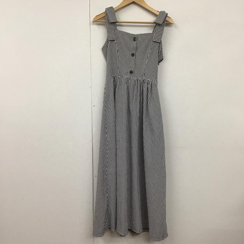 イング INGNI ワンピース ロングスカート 1221-500419-00 肩リボンワンピース フレアワンピース ノースリーブ M チェック 白 / ホワイト / X 黒 / ブラック /  レディース USED 古着 中古 10130454