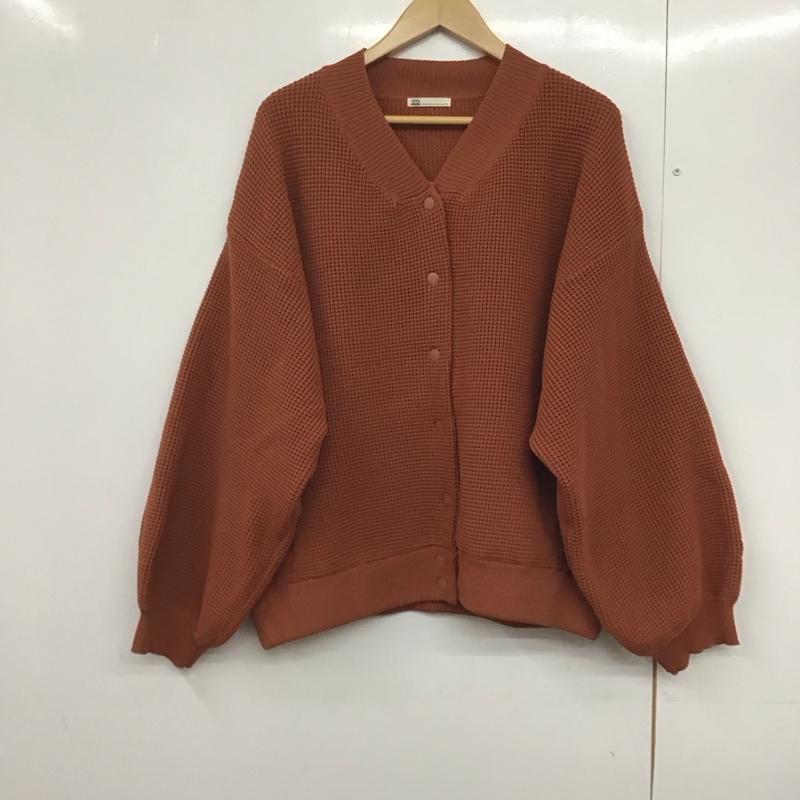 ジャバ Java カーディガン 長袖 長袖ニットカーディガン 前ボタン ノーカラー L 無地 橙 / オレンジ /  レディース USED 古着 中古 10142650