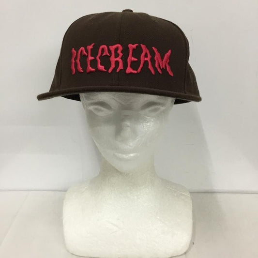 アイスクリーム ICECREAM 帽子 キャップ NEW ERA 59FIFTY ウール 61.5cm ロゴ、文字 茶 / ブラウン /  メンズ USED 古着 中古 10128803