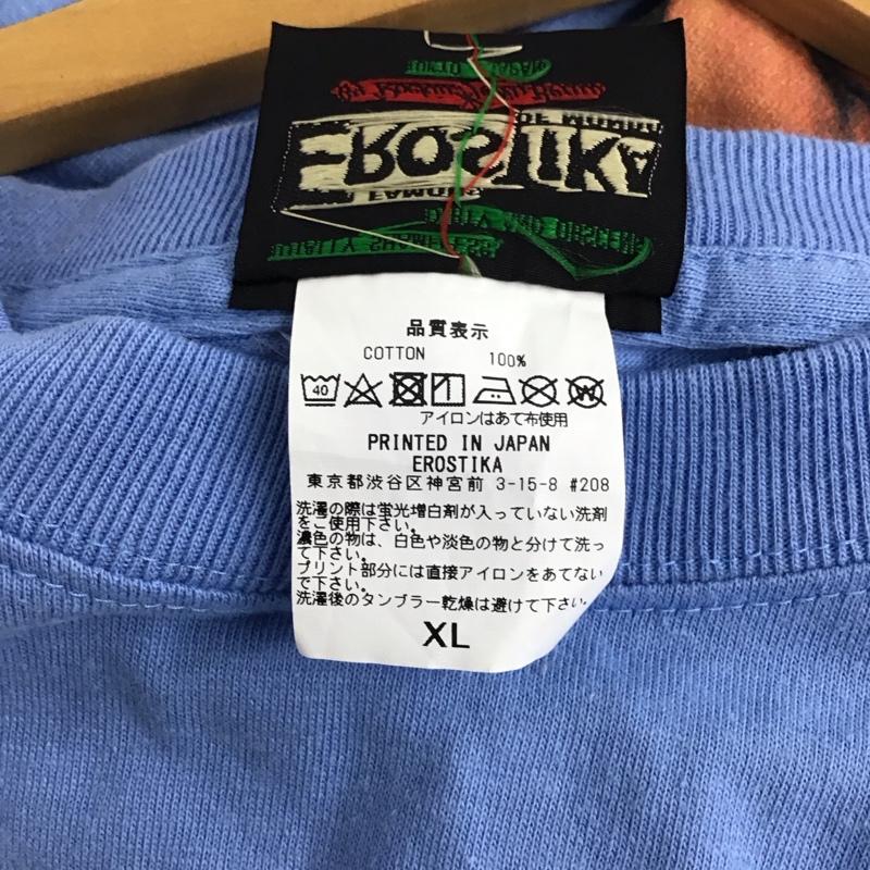 エロスティカ EROSTiKA Tシャツ 半袖 半袖カットソー プリントTシャツ クルーネックカットソー XL プリント 青 / ブルー /  メンズ USED 古着 中古 10134624