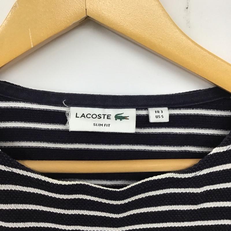 ラコステ LACOSTE カットソー 長袖 長袖カットソー クルーネックカットソー ボーダーカットソー S ボーダー柄 白 / ホワイト / X 紺 / ネイビー /  メンズ USED 古着 中古 10137026