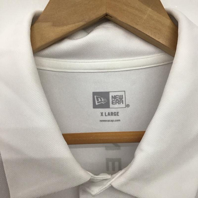 ニューエラ NEW ERA ポロシャツ 半袖 半袖ポロシャツ カラーシャツ 半袖カットソー XL ロゴ、文字 白 / ホワイト /  メンズ USED 古着 中古 10147316