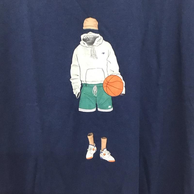 ニューバランス New Balance Tシャツ 半袖 半袖カットソー プリントTシャツ クルーネックカットソー XS プリント 紺 / ネイビー /  メンズ USED 古着 中古 10132292