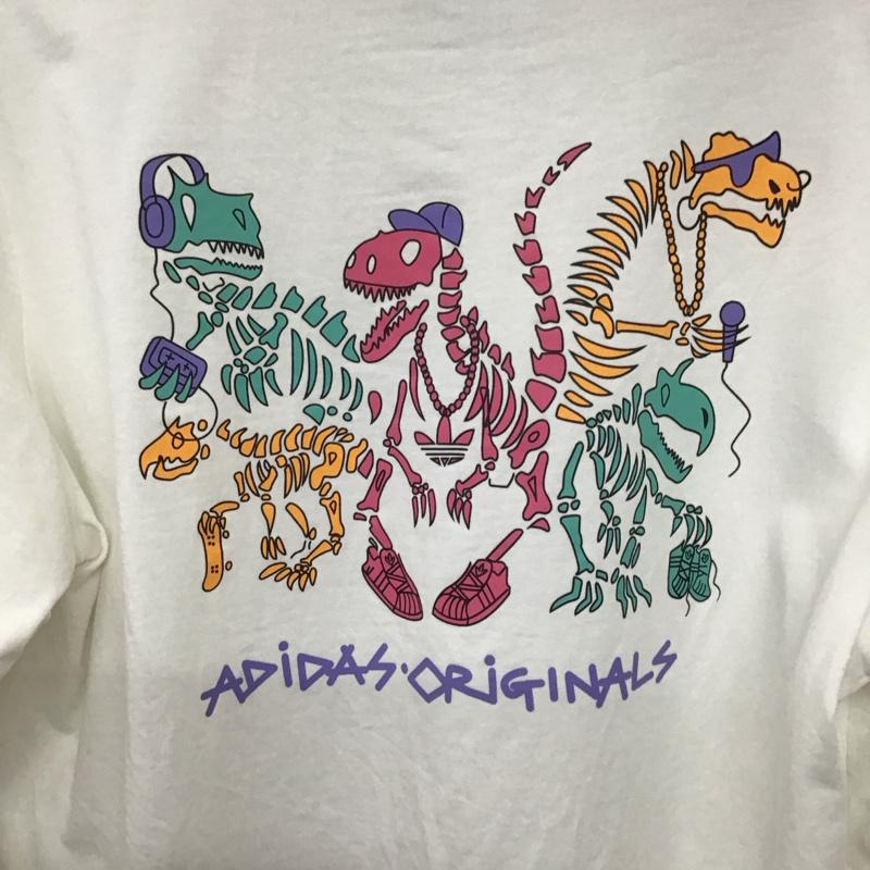 アディダス adidas Tシャツ 長袖 長袖カットソー プリントカットソー クルーネック プリント 白 / ホワイト /  メンズ USED 古着 中古 10140138