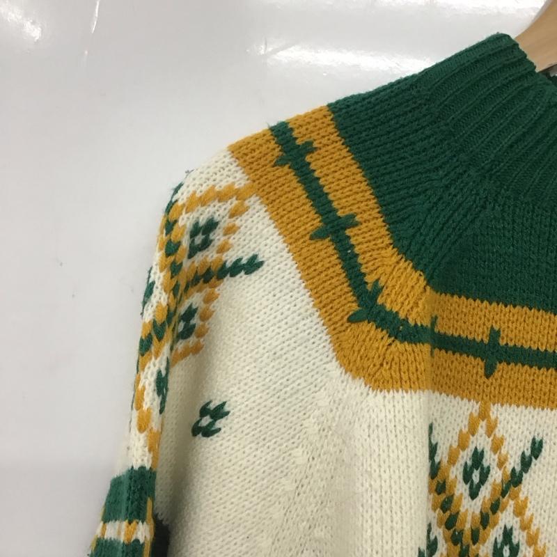 ジェーシーペニー JCPENNEY ニット、セーター 長袖 長袖ニットカットソー クルーネック セーター 80s L プリント 緑 / グリーン /  メンズ USED 古着 中古 10144778