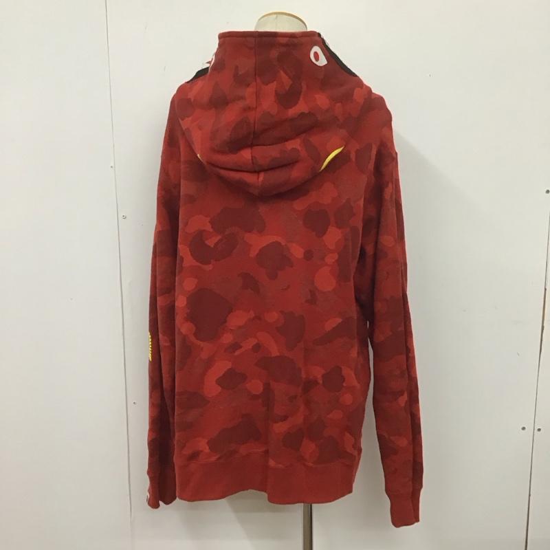アベイシングエイプ A BATHING APE パーカー 長袖 ジップアップパーカー 長袖パーカー フード付きパーカー 総柄 赤 / レッド /  メンズ USED 古着 中古 10107434