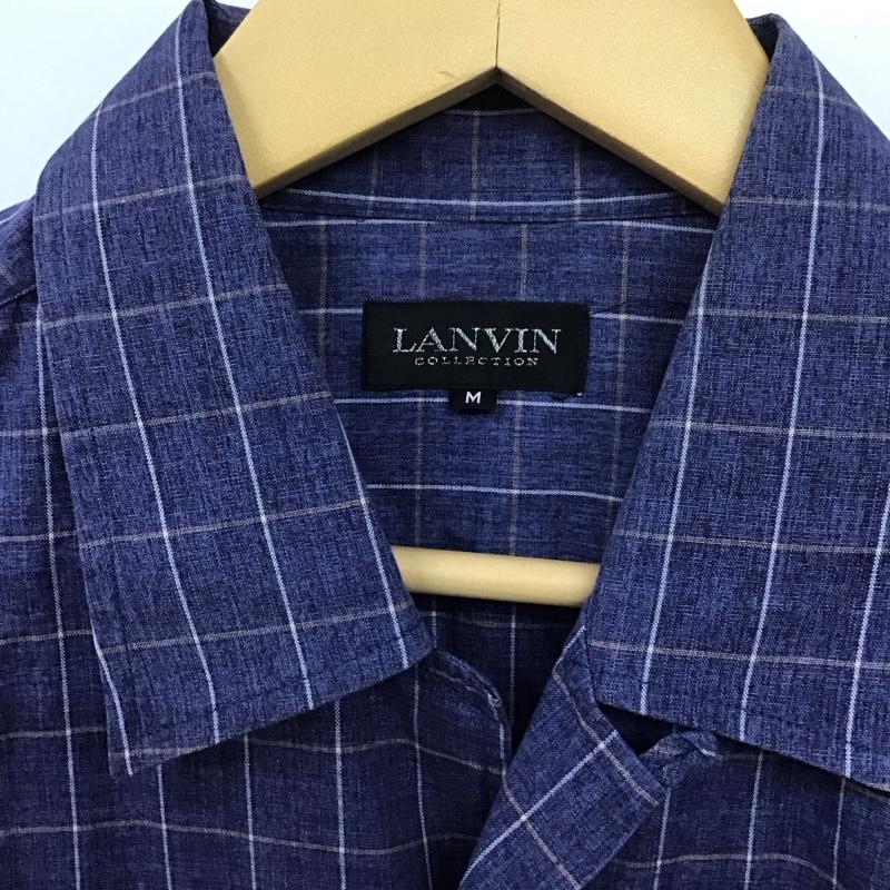 ランバン LANVIN シャツ、ブラウス 半袖 半袖シャツ チェックシャツ カラーシャツ M チェック インディゴ / インディゴ /  メンズ USED 古着 中古 10131164