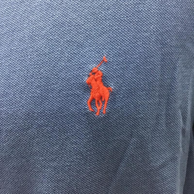 ポロラルフローレン POLO RALPH LAUREN Tシャツ 半袖 半袖カットソー 刺繍Tシャツ ヘンリーネックカットソー ノーカラーポロシャツ M ロゴ、文字 青 / ブルー /  メンズ USED 古着 中古 10108702