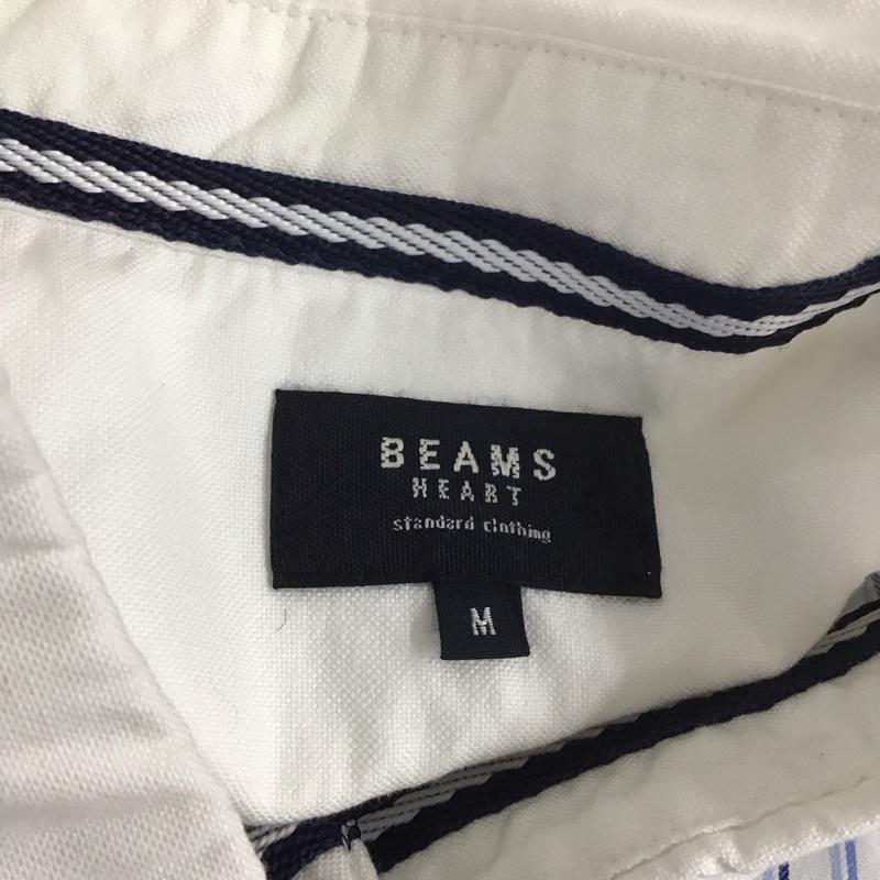 ビームス ハート BEAMS HEART シャツ、ブラウス 半袖 M 無地 X チェック X ストライプ 白 / ホワイト / X 水色 / ライトブルー /  メンズ USED 古着 中古 10111214