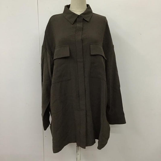 オペークドットクリップ OPAQUE.CLIP シャツ、ブラウス 長袖 637-82024 ドレープツイル リラクシーシャツジャケット L 無地 ダークブラウン / ダークブラウン /  レディース USED 古着 中古 10117712