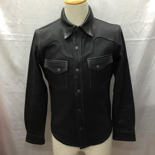 フラットヘッド The Flat Head シャツ、ブラウス 長袖 長袖シャツ 鹿革 レザーシャツ カジュアルシャツ 36 無地 ダークブラウン / ダークブラウン /  メンズ USED 古着 中古 10114871