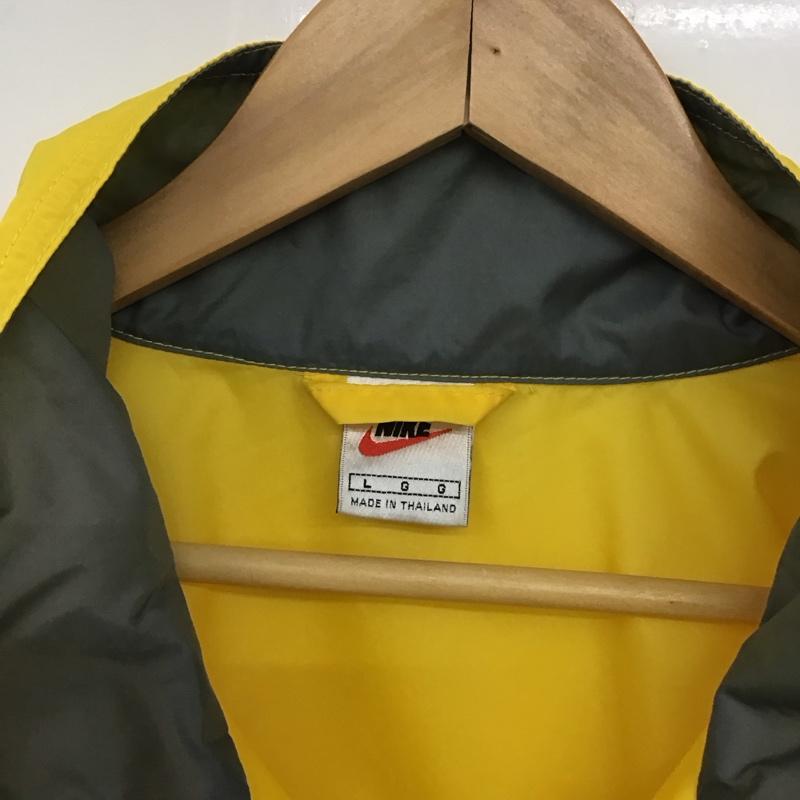 ナイキ NIKE ジャケット、上着 ジャケット、ブレザー ジップアップジャケット ナイロンジャケット アウター スタンドカラー 90s L ロゴ、文字 黄 / イエロー /  メンズ USED 古着 中古 10132160